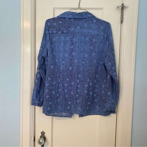 Notations Shirt Polka Dot Button Down w/ Roll Tab Sleeves & Pockets Top Size 1X - Picture 3 of 9